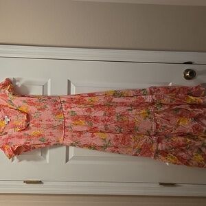 Blu Pepper Floral Pink and Yellow Maxi Dress